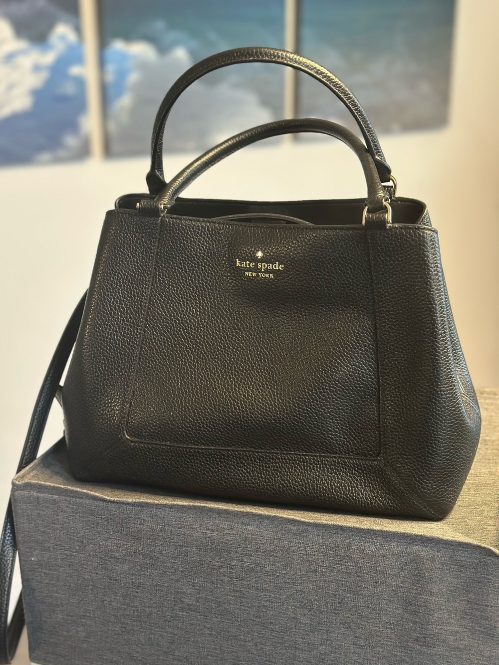kate spade Black Pebbled Leather Satchel